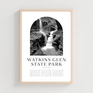 Watkins Glen State Park Travel Poster, Watkins Glen State Print, Watkins Glen State Wall Art, Travel Print, New York City Art | NA328M