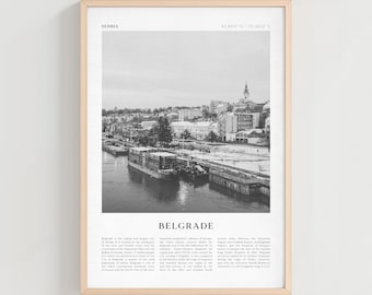 Belgrade Travel Poster, Belgrade Vintage Print, Belgrade Wall Art, Serbia Retro City Art, Belgrade Gift, Serbia Boho Decor | EU127