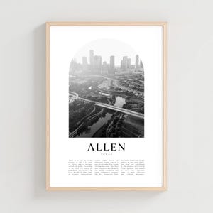 Allen Travel Poster, Allen Print, Allen Wall Art, Travel Print, Texas City Art, Allen Gift, Texas Decor | US328M