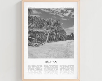 Póster de viaje de Roatán, impresión vintage de Roatán, arte mural de Roatán, arte urbano retro de Honduras, regalo de Roatán, decoración bohemia de Honduras / CE18