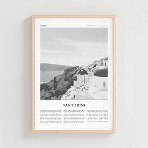Santorini Travel Poster, Santorini Vintage Print, Santorini Wall Art, Greece Retro City Art, Santorini Gift, Greece Boho Decor | EU184
