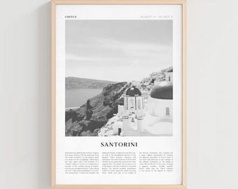 Santorini Travel Poster, Santorini Vintage Print, Santorini Wall Art, Greece Retro City Art, Santorini Gift, Greece Boho Decor | EU184