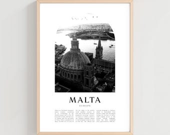 Póster de viaje de Malta, Impresión de Malta, Arte mural de Malta, Impresión de viaje, Arte urbano de Europa, Regalo de Malta, Decoración de Europa / EU74M