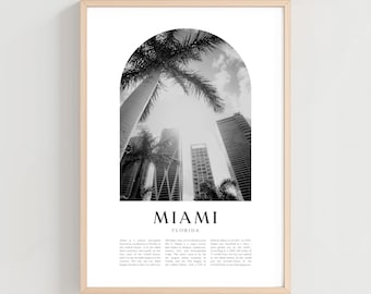 Miami Travel Poster, Miami Print, Miami Wall Art, Travel Print, Florida City Art, Miami Gift, Florida Decor | NA08M