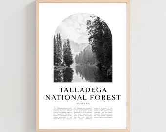 Talladega National Forest Travel Poster, Talladega National Forest Print, Talladega National Forest Wall Art, Alabama City Art | NA363M
