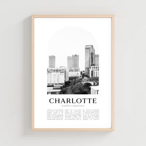 Charlotte Travel Poster, Charlotte Print, Charlotte Wall Art, North Carolina City Art, Charlotte Gift, North Carolina Decor | US503M
