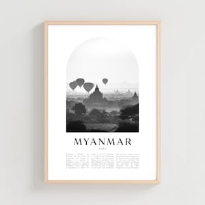 Myanmar Travel Poster, Myanmar Print, Myanmar Wall Art, Travel Print, Asia City Art, Myanmar Gift, Asia Decor | AS110M