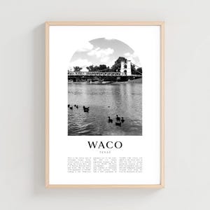Waco Travel Poster, Waco Print, Waco Wall Art, Travel Print, Texas City Art, Waco Gift, Texas Decor | US197M