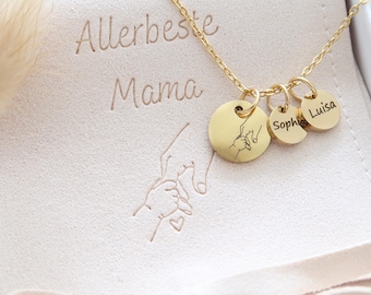 Personalized letter necklace with engraving plate - stainless steel in silver or 18K gold-plated - Mother's Day gift - Christmas gift