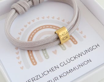 Armband mit Gravur - Namensarmband - Segeltau Armband - Geschenk - Taufe - Kommunion - Konfirmation