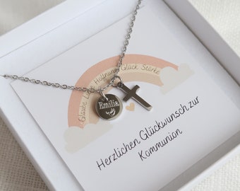 Personalisierte Namenskette zur Kommunion, Wunschgravur, personalisiertes Geschenk, Kommunionkette mit Gravur aus Edelstahl