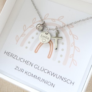 Personalized Necklace - Birthstone Necklace - Stainless Steel Chain - Silver Gold Rose Gold - Gift - Baptism - Communion - Confirmation
