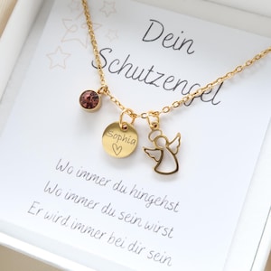 Guardian Angel Necklace - Birthstone Necklace - Baptism Necklace - Personalized Gift - Communion - Confirmation - Lucky Charm Pendant
