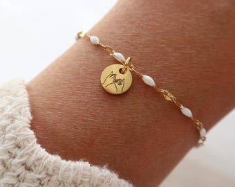 Engraved bracelet - name bracelet - personalized enamel bracelet - gift for best friend - gift for mom