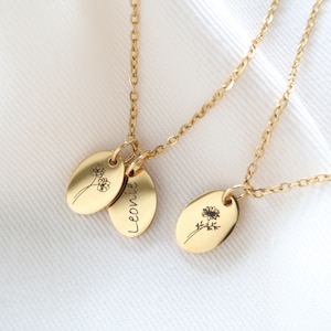 Flower necklace - name necklace - necklace with engraving - gift for her - gift - birth - mom