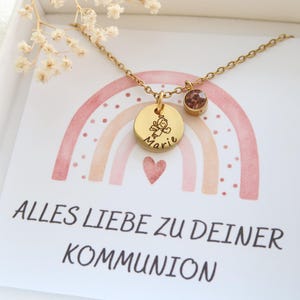 Personalized Necklace - Birthstone Necklace - Stainless Steel Chain - Silver Gold Rose Gold - Gift - Baptism - Communion - Confirmation