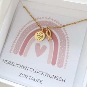 Birthstone necklace - personalized necklace stainless steel - communion - baptism - lucky charm - encouragement