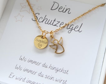 Guardian Angel Necklace - Guardian Angel Pendant - Stainless Steel - Personalized Gift - Communion - Confirmation - Christening Necklace - Lucky Charm