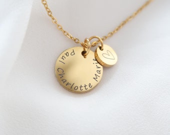 Personalisierte Kette mit Namensgravur - Edelstahl in Silber oder 18K vergoldet - Muttertagsgeschenk- personalisiertes Weihnachtsgeschenk