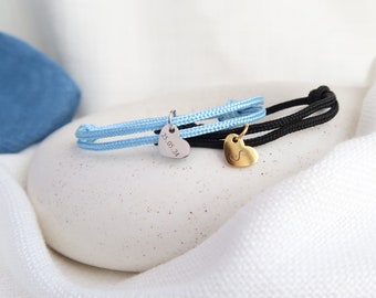 Pulsera de cuerda de vela personalizada con colgante de corazón, grabado deseado, pulsera con nombre, pulsera de la amistad, regalo del Día de la Madre, grabado láser