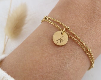 Double-row bracelet - Engraved bracelet - Name bracelet - Stainless steel, silver, gold - Personalized bracelet - Gift