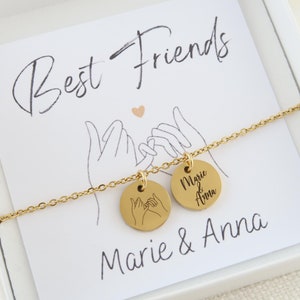 Armband met gravure - armband met geboortesteen - gepersonaliseerd cadeau - beste vrienden - aanpasbare wenskaart - kerstcadeau