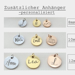 Zusätzlicher Gravur Anhänger aus Edelstahl, Silber, Gold, Rosegold, extra Anhänger, EveundLyn Bild 1