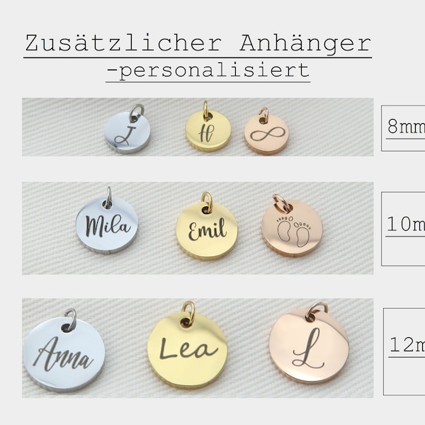 Zusätzlicher Gravur Anhänger aus Edelstahl, Silber, Gold, Rosegold, extra Anhänger, EveundLyn