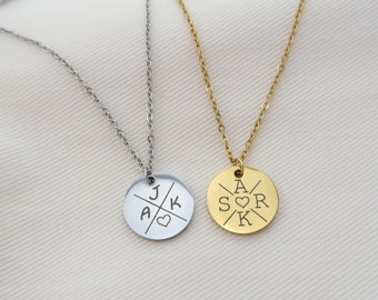 Personalisierte Kette mit Gravurplättchen, Kette mit Buchstabengravur, Kette aus Edelstahl in Silber oder 18K vergoldet, Weihnachtsgeschenk