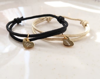 Personalized sailing rope bracelet with heart pendant, desired engraving, name bracelet, friendship bracelet, Mother's Day gift, diamond engraving