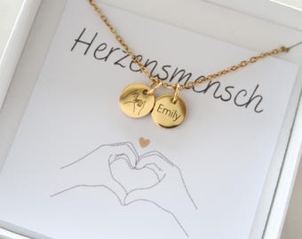 Name necklace - letter necklace - necklace with engraving - stainless steel chain silver gold rose gold - personalized gift
