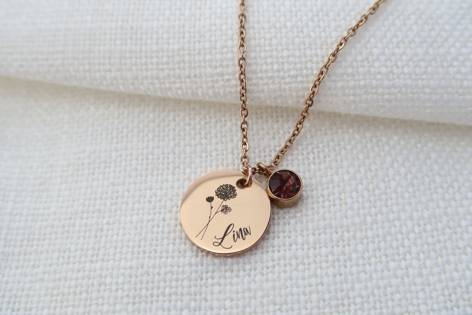 Geburtsblumen Kette personalisierbar mit Geburtsstein - Etsy.de
