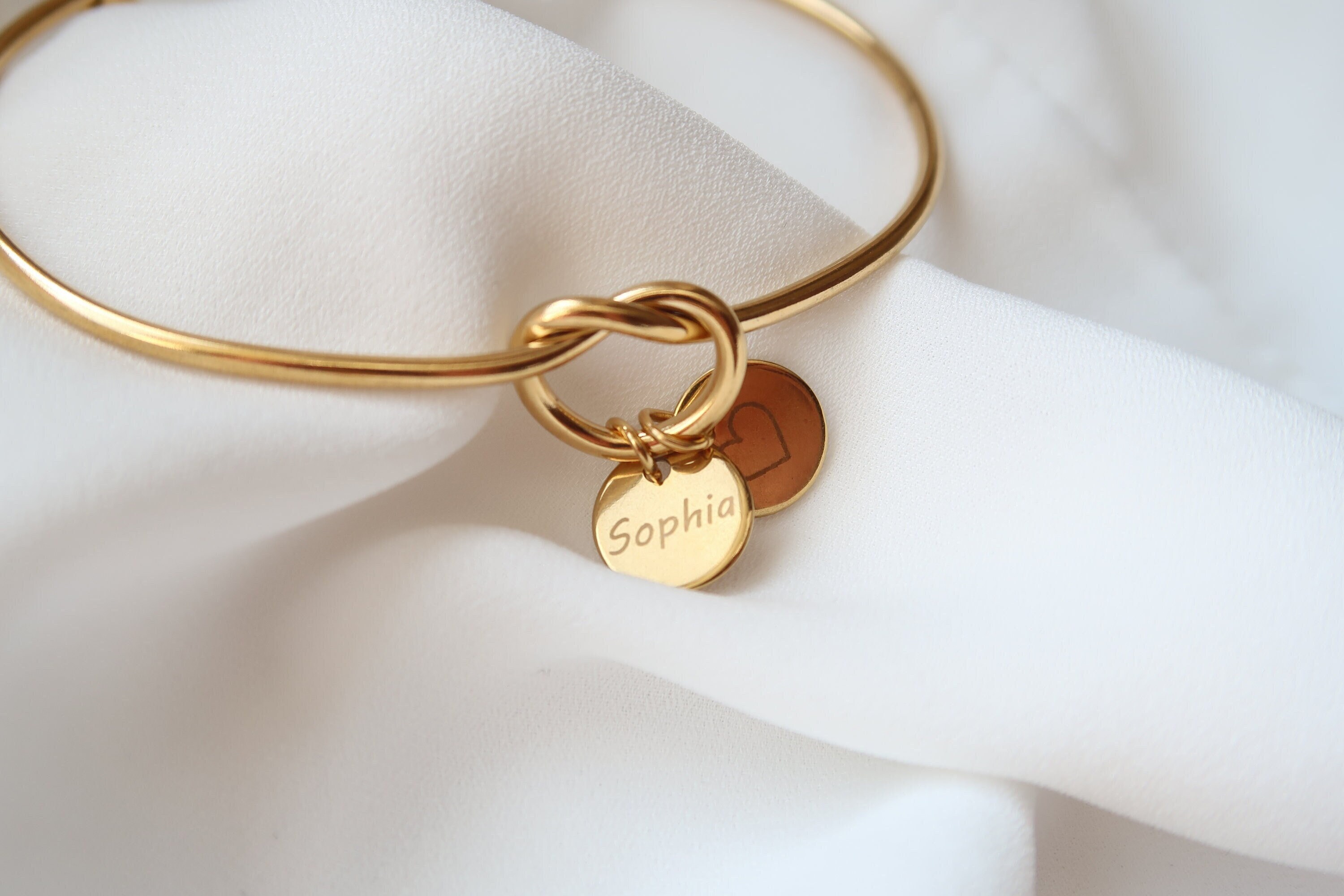 Knot bracelet personalized with 10 mm engraving plates, bracelet made…