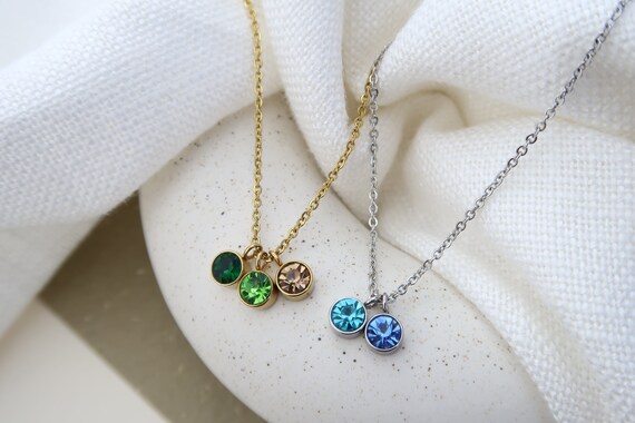 Stainless steel birthstone best sale necklace