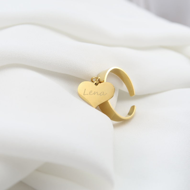 Stacking Ring Kids Initials Ring Ring Letter Heart Initials Ring Initials Ring Customizable Ring Ring for Girlfriend