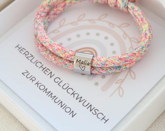 Armband mit Gravur - Namensarmband - Segeltau Armband - Geschenk - Taufe - Kommunion - Konfirmation