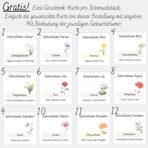 Geburtsblumen Kette personalisierbar mit Geburtsstein, Halskette aus Edelstahl in Silber oder 18K vergoldet, Weihnachtsgeschenk zdjęcie 5