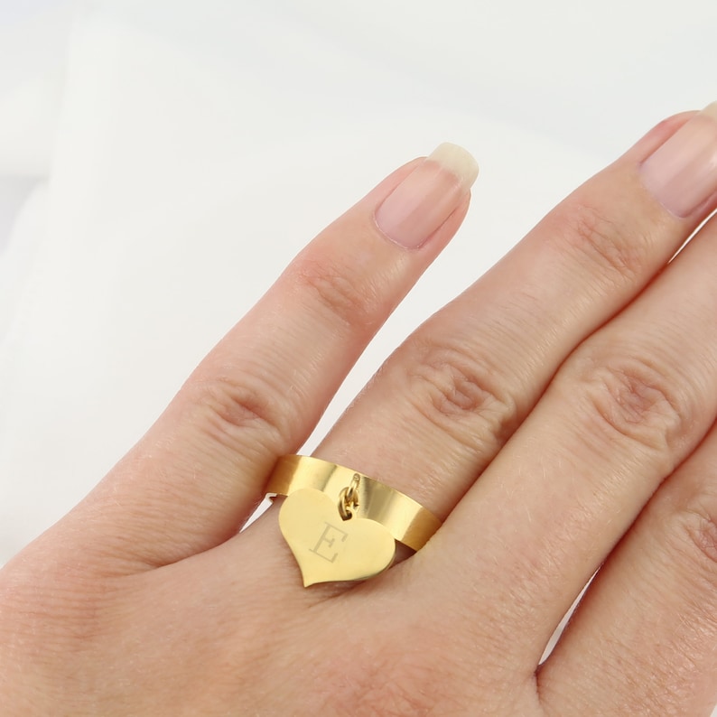 Stacking Ring Kids Initials Ring Ring Letter Heart Initials Ring Initials Ring Customizable Ring Ring for Girlfriend