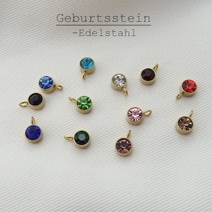 Additional birthstone in stainless steel, silver, gold, rose gold, extra pendant, EveundLyn