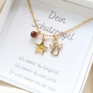 Guardian Angel Necklace - Birthstone Necklace - Baptism Necklace - Personalized Gift - Communion - Confirmation - Lucky Charm Pendant