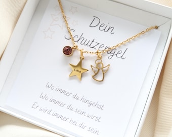Guardian Angel Necklace - Birthstone Necklace - Christening Necklace - Personalized Gift - Communion - Confirmation - Lucky Charm Pendant