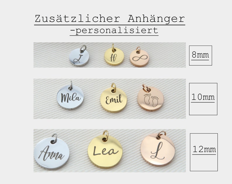 Zusätzlicher Gravur Anhänger aus Edelstahl, Silber, Gold, Rosegold, extra Anhänger, EveundLyn Bild 1