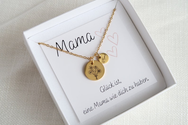 Geburtsblumenstrauß personalisierbar, Familienkette, Muttertagsgeschenk, Geschenk Mama, personalisiertes Weihnachtsgeschenk Bild 1