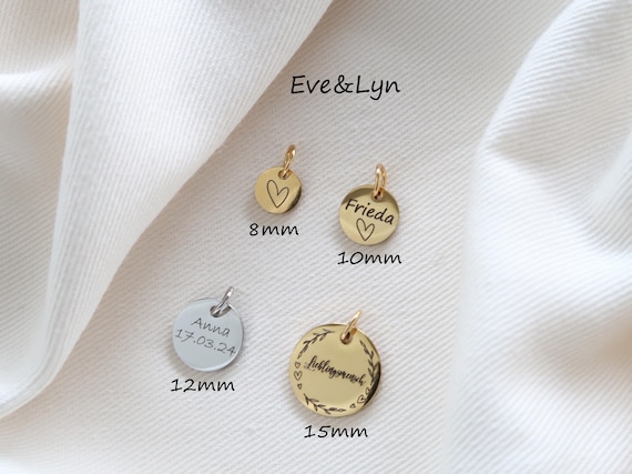 Zusätzlicher Gravur Anhänger aus Edelstahl, Silber, Gold, Rosegold, extra Anhänger, EveundLyn