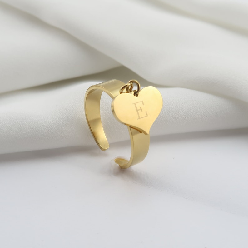 Stacking Ring Kids Initials Ring Ring Letter Heart Initials Ring Initials Ring Customizable Ring Ring for Girlfriend