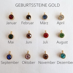 Geburtsblumen Kette personalisierbar mit Geburtsstein, Halskette aus Edelstahl in Silber oder 18K vergoldet, Weihnachtsgeschenk Bild 7