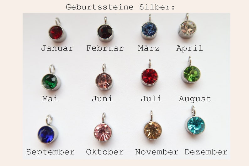 Namenskette mit Geburtsstein, Halskette mit Gravur Plättchen, Kette aus Edelstahl in Silber oder 18K vergoldet, Weihnachtsgeschenk Bild 8