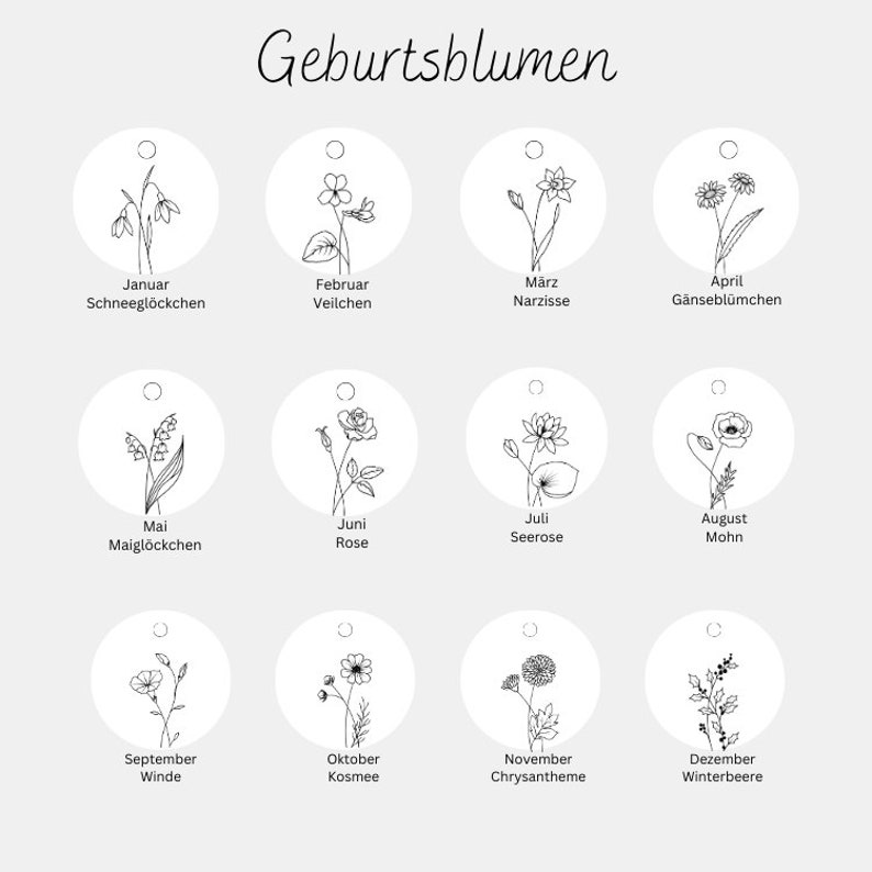 Geburtsblumen Kette personalisierbar mit Geburtsstein, Halskette aus Edelstahl in Silber oder 18K vergoldet, Weihnachtsgeschenk zdjęcie 4