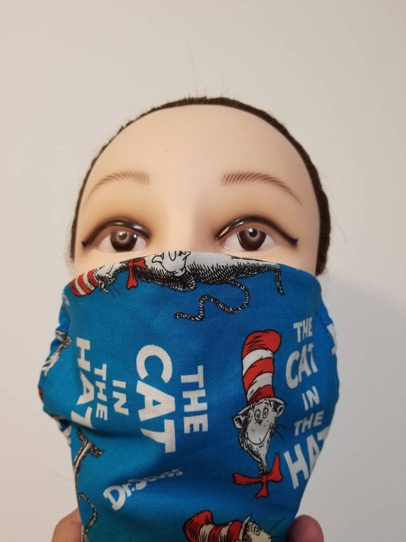 The cat in the hat face mask adult size reusable adjustable Etsy