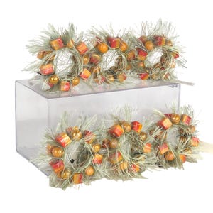 Pier One Thanksgiving Napkin Ring Set of 6 Glass Bead Fringe Candy Corn Fall NWT
